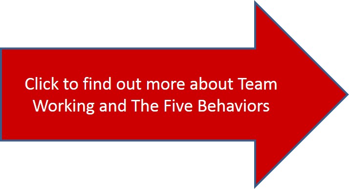 team working five behaviors arrow click